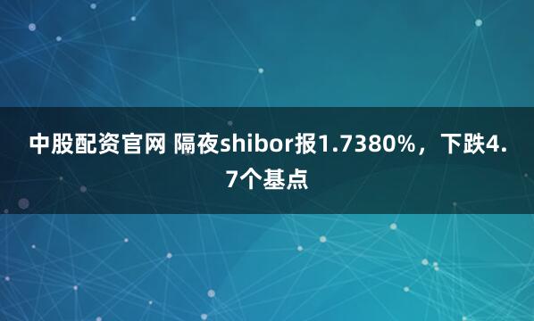 中股配资官网 隔夜shibor报1.7380%，下跌4.7个基点